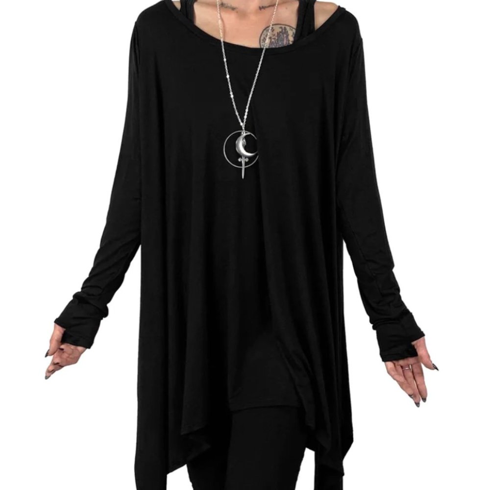 Foxblood Long Flowing Top with Thumbholes
